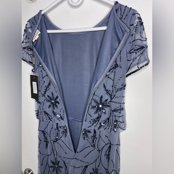 Amelia Couture Elegant Blue Beaded Evening Gown - Picture 15 of 15